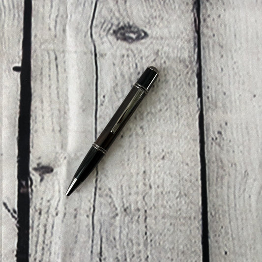 Gatsby Twist ballpoint pen with ebony wood, black and gun metal fittings