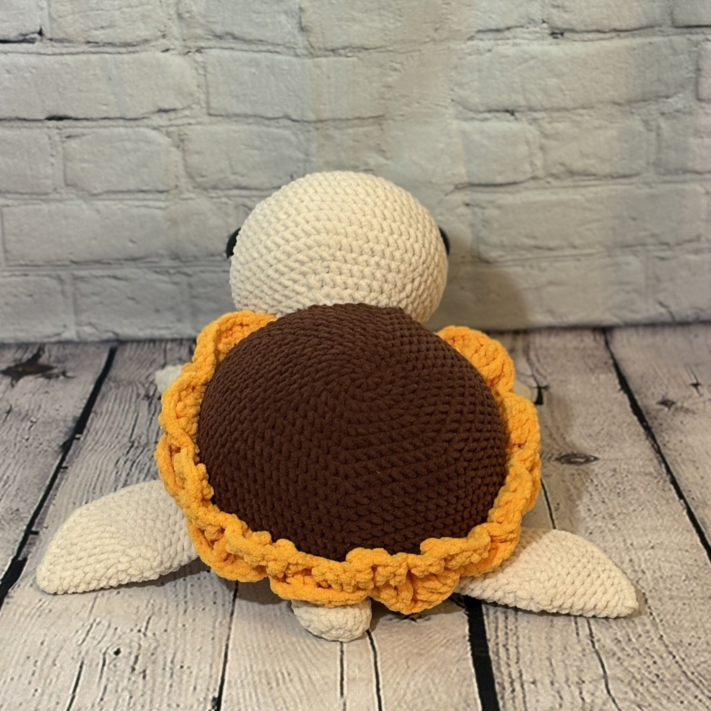 Crochet Jumbo Sunflower Turtle Plushie