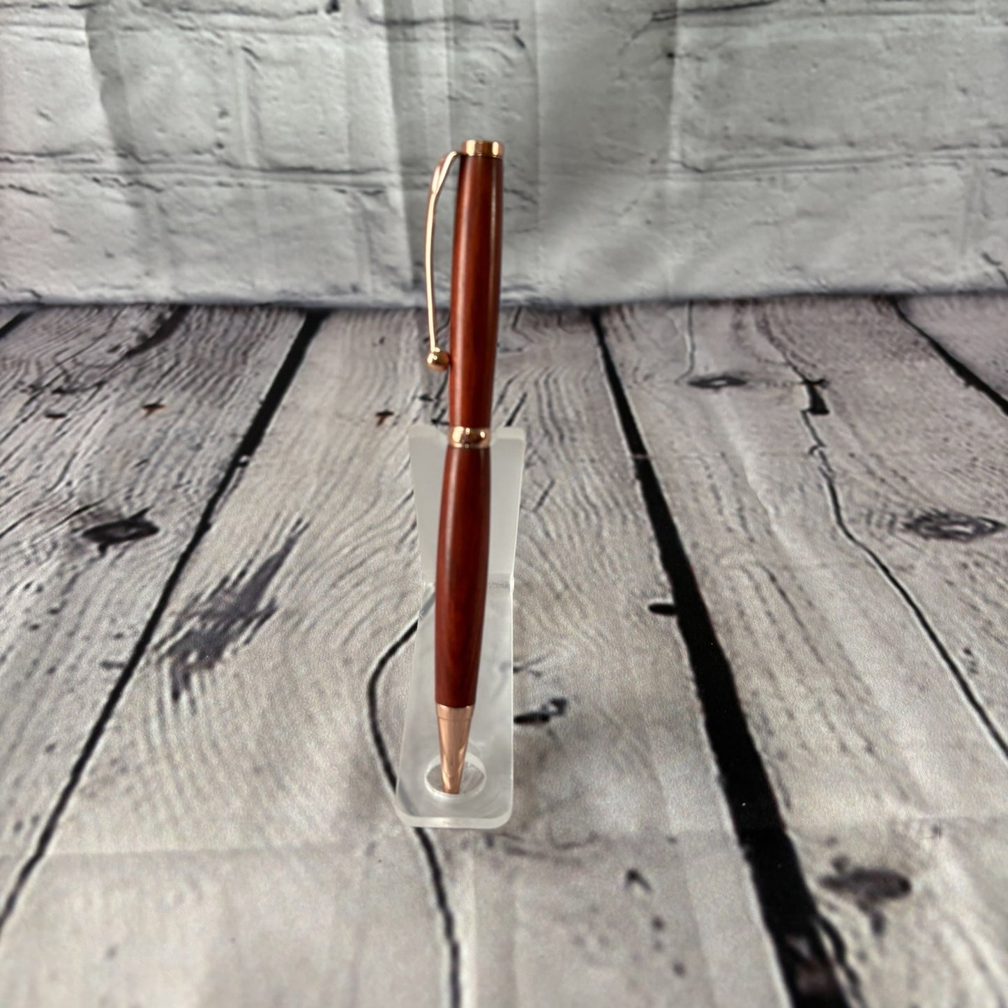 Slimline ballpoint pen with red heart and gold fittings