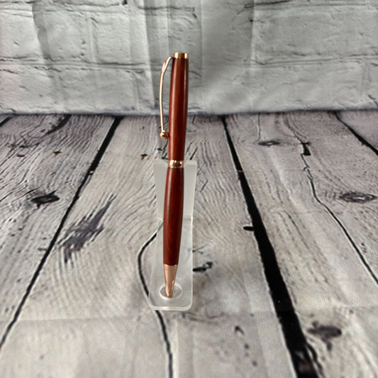 Slimline ballpoint pen with red heart and gold fittings