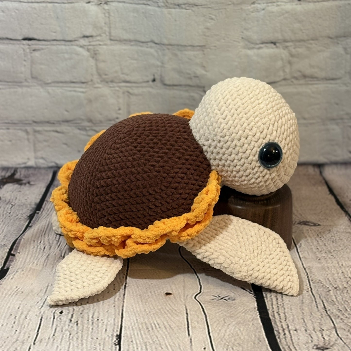 Crochet Jumbo Sunflower Turtle Plushie