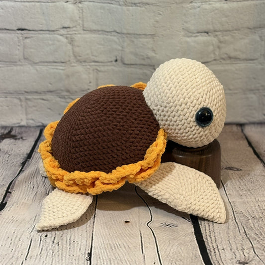 Crochet Jumbo Sunflower Turtle Plushie