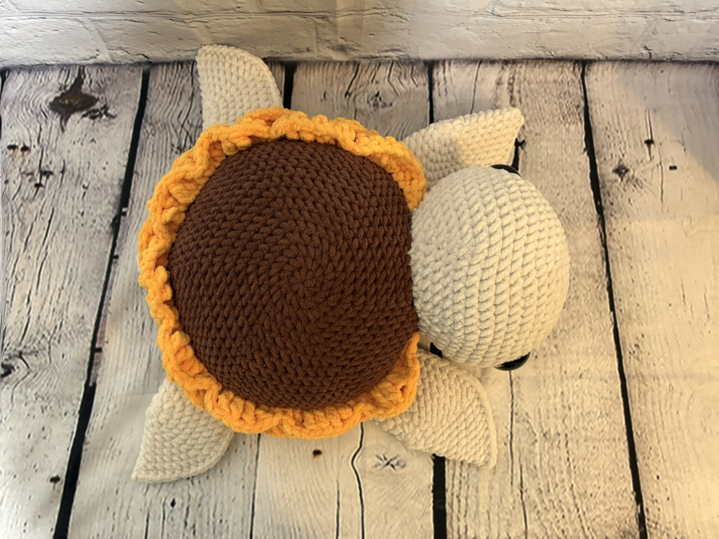 Crochet Jumbo Sunflower Turtle Plushie